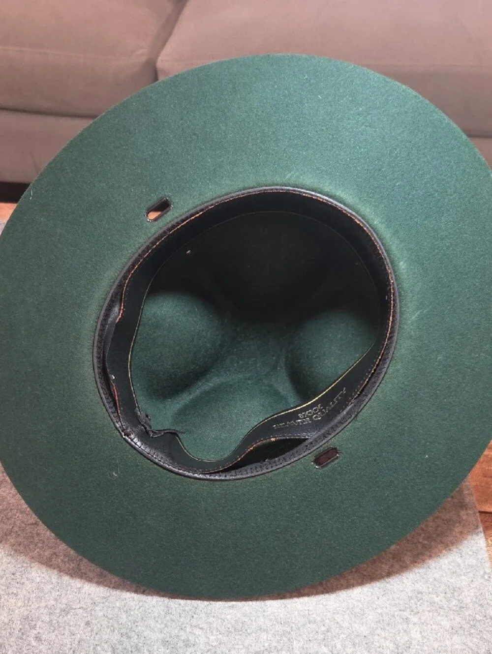 Men's 3XXX Beaver Quality Forest Green Wide-Brim Wool Outdoors Fedora Hat